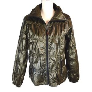 Vintage MOKA Sport Lightweight Puffer Windbreaker, Copper Color Medium Wet Look